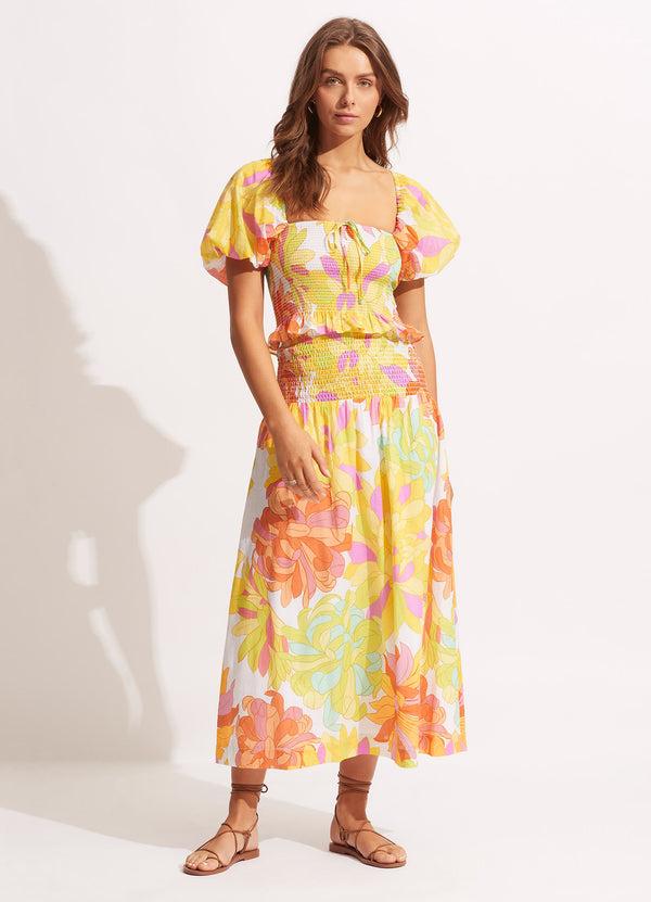 Seafolly Palm Springs Shirring Skirt - Lime Light