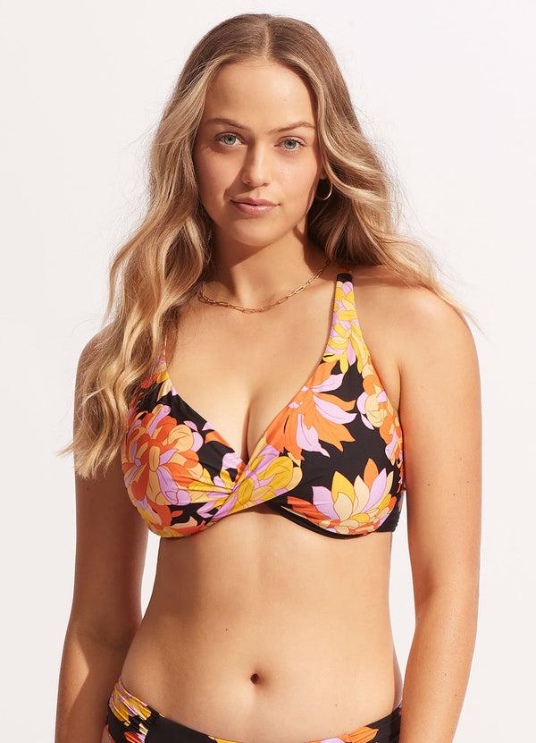 Seafolly Palm Springs Wrap Front F Cup - Black