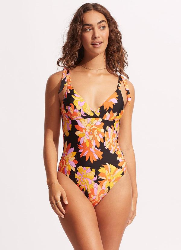 Seafolly Palm Springs Wrap Front One Piece - Black