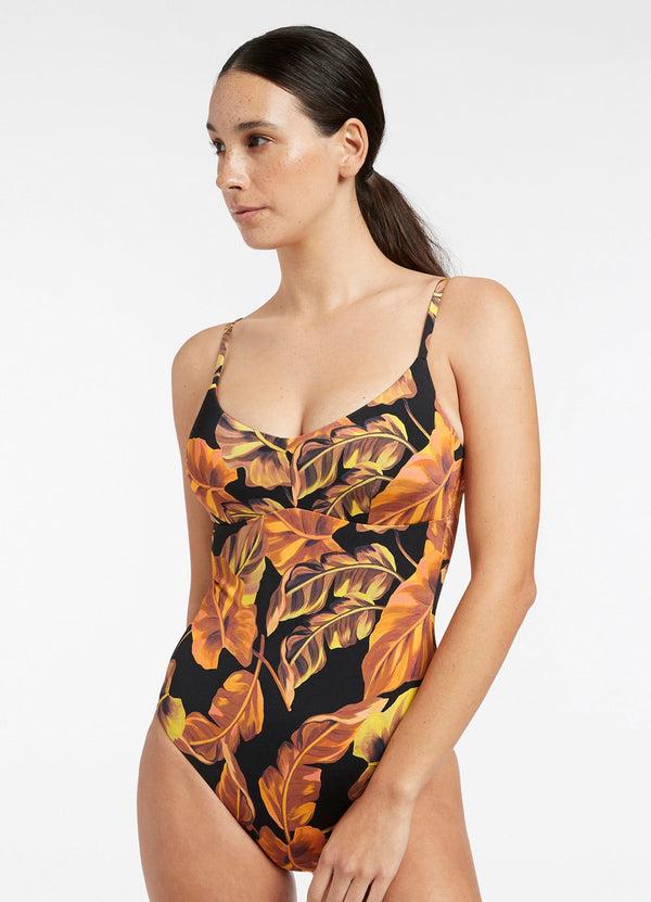 Seafolly Palmas C_D Tank One Piece - Black