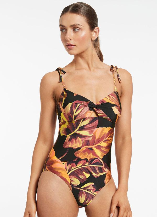 Seafolly Palmas Twist Tank One Piece - Black