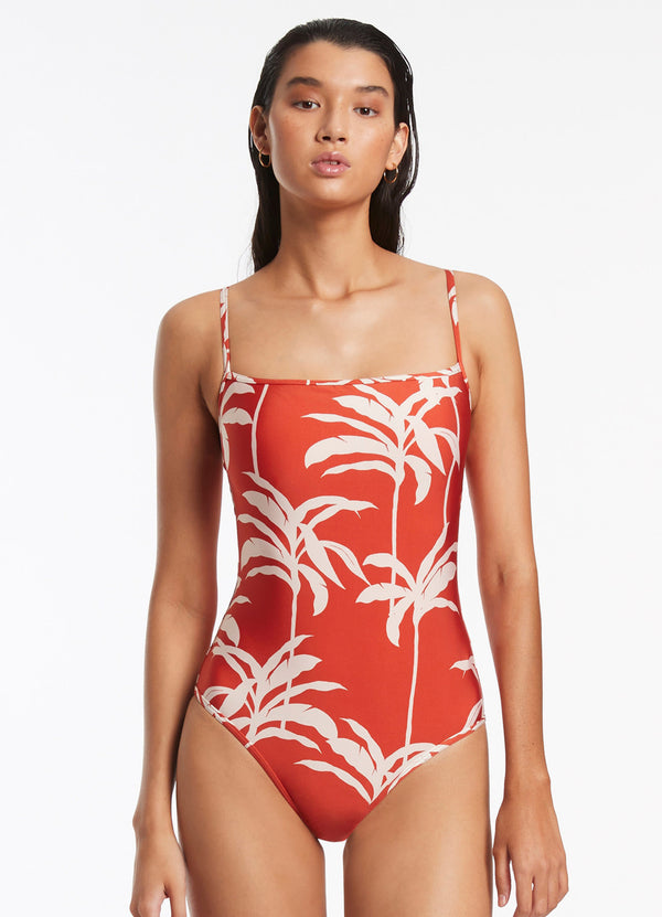 Seafolly Palme Minimal Tank One Piece - Cherry