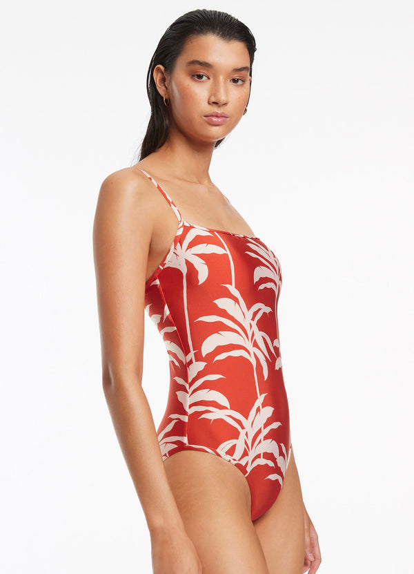 Seafolly Palme Minimal Tank One Piece - Cherry