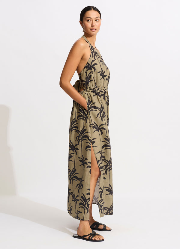 Seafolly Palme Tie Back Maxi Dress - Olive
