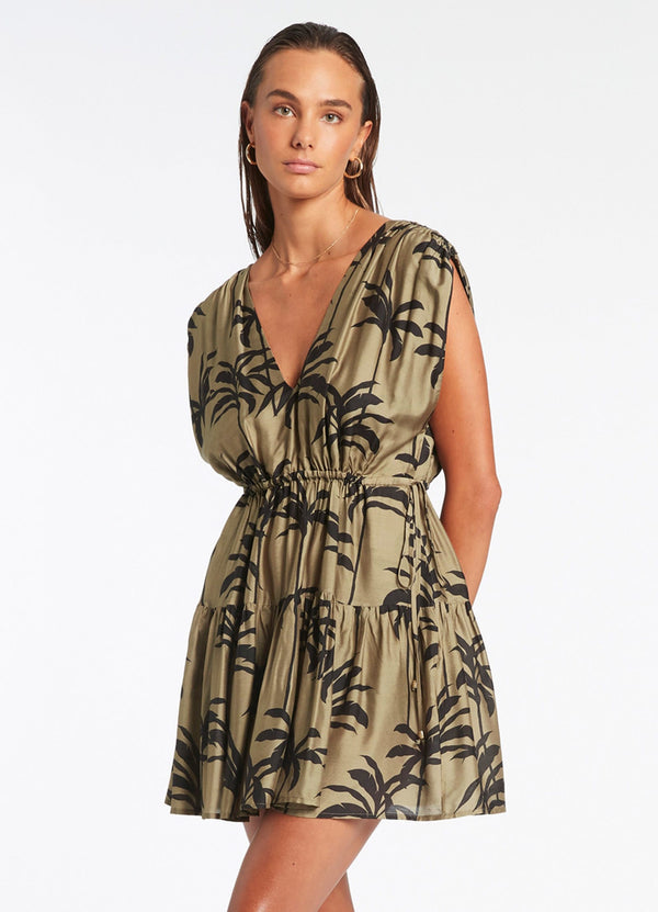 seafolly Palme Tiered Cover Up - Olive