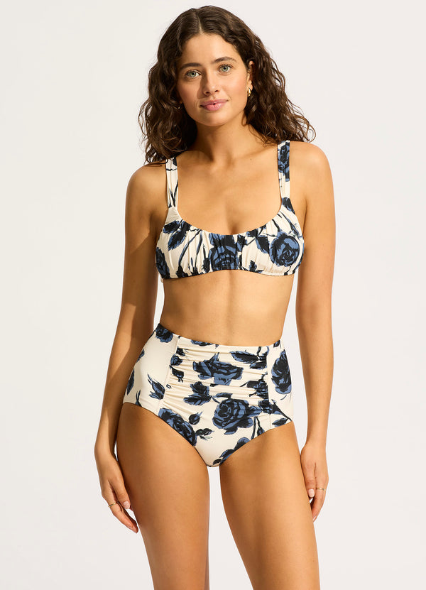 seafolly Rococo Ruched Bikini Bralette - Black