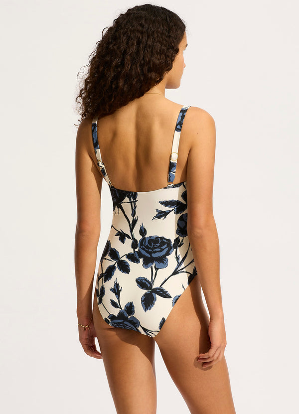 Seafolly Rococo Ruched Underwire One Piece - Black