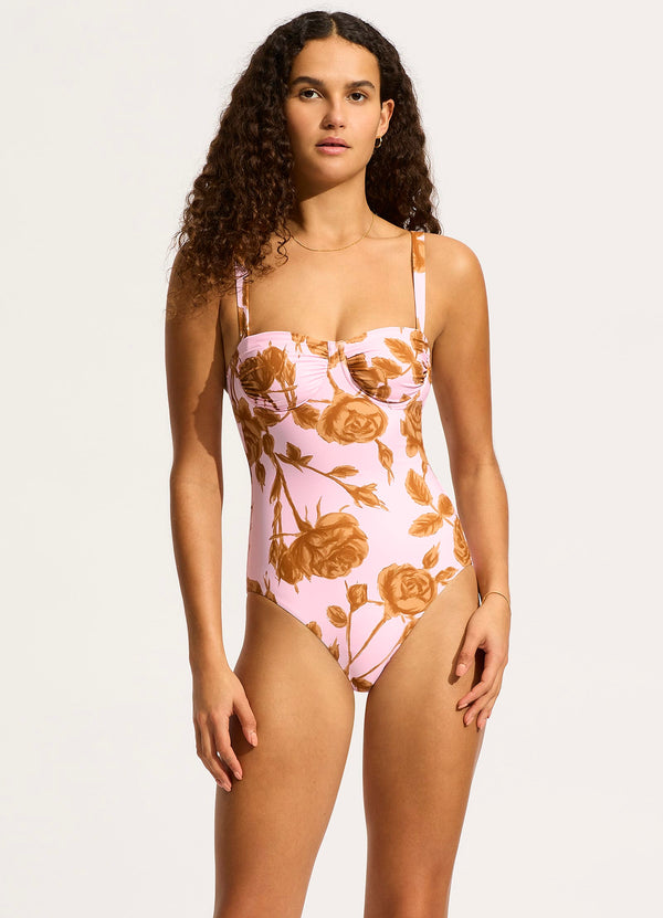 seafolly Rococo Ruched Underwire One Piece - Blossom