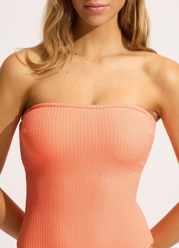 Seafolly Sea Dive DD Bandeau One Piece - Peach Pink