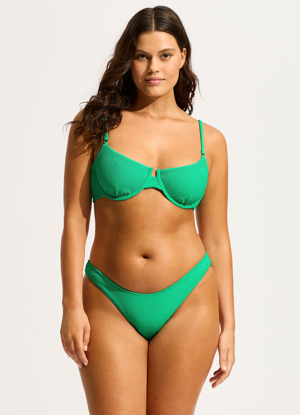 seafolly Sea Dive High Cut Rio Bikini Bottom - Jade