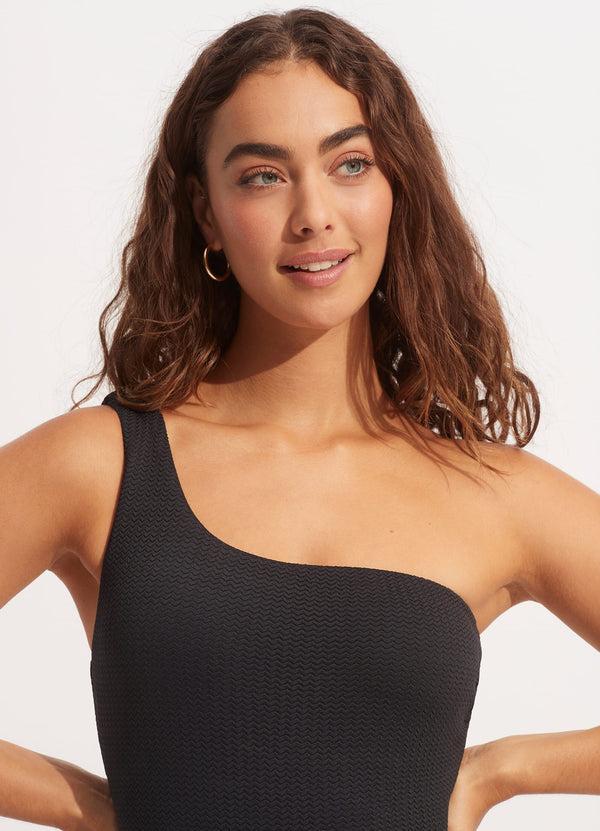 Seafolly Sea Dive One Shoulder One Piece - Black