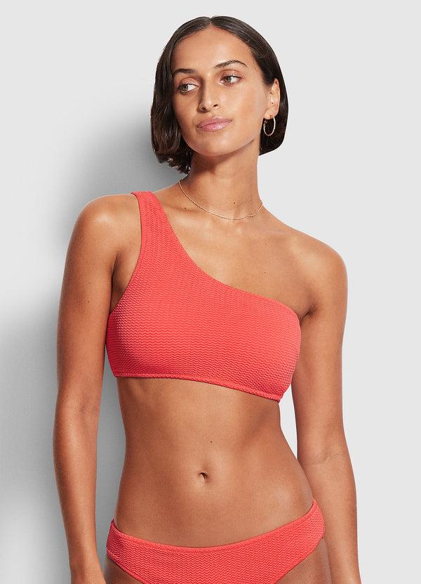 Seafolly Sea Dive One Shoulder Top - Fiesta Coral