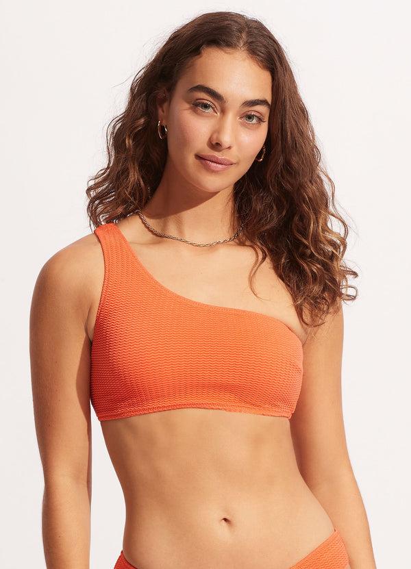 Seafolly Sea Dive One Shoulder Top - Mandarin