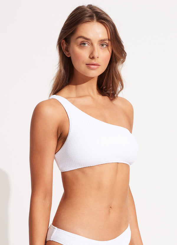 Seafolly Sea Dive One Shoulder Top - White