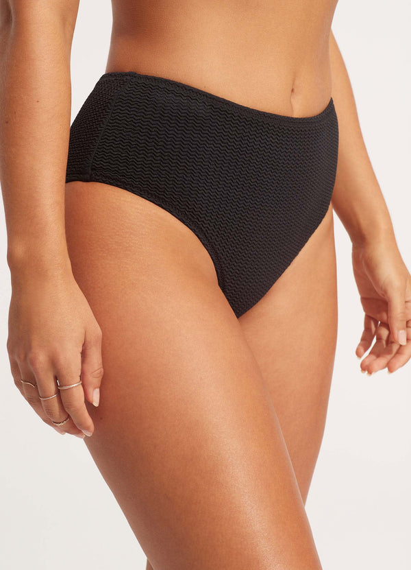 Seafolly Sea Dive Wide Side Retro - Black