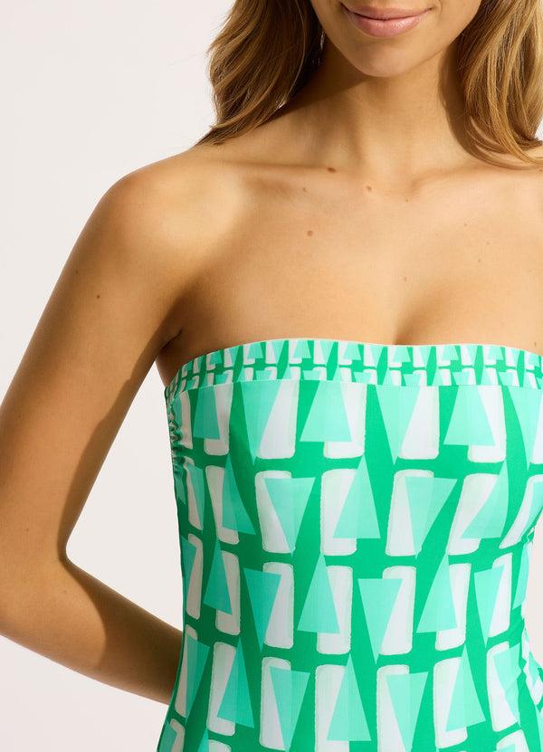 Seafolly Secret Garden DD Bandeau One Piece - Jade