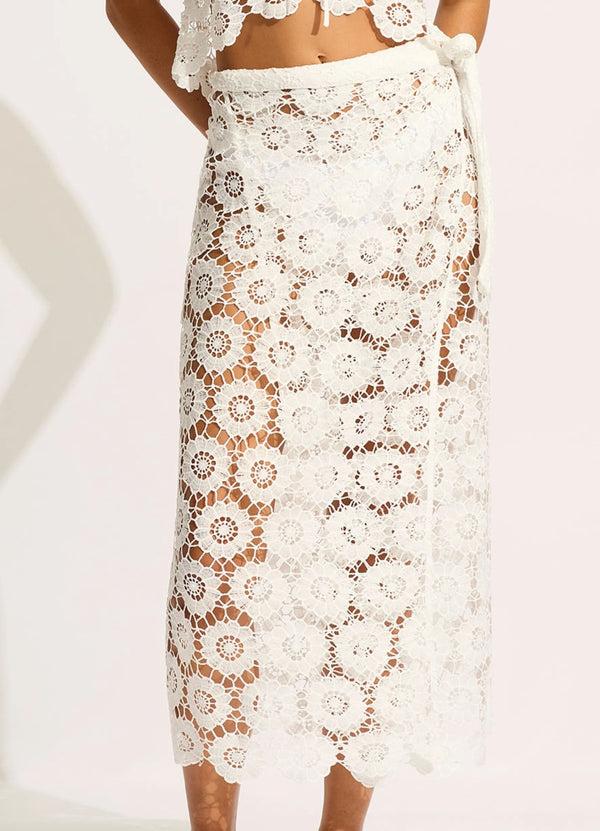 Seafolly Secret Garden Maxi Wrap Maxi Skirt - White