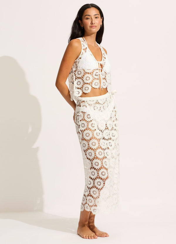 Seafolly Secret Garden Maxi Wrap Maxi Skirt - White