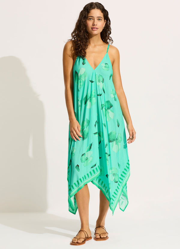 seafolly Secret Garden Scarf Midi Dress - Jade