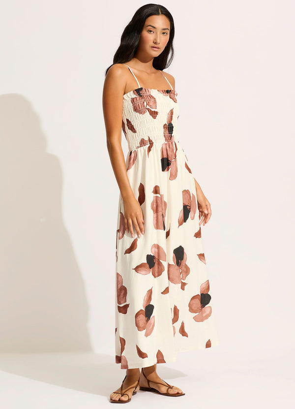 Seafolly Secret Garden Shirred Maxi Dress - Black