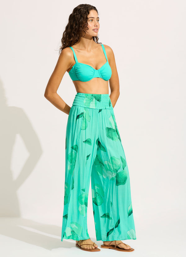 Seafolly Secret Garden Shirred Wrap Pant - Jade