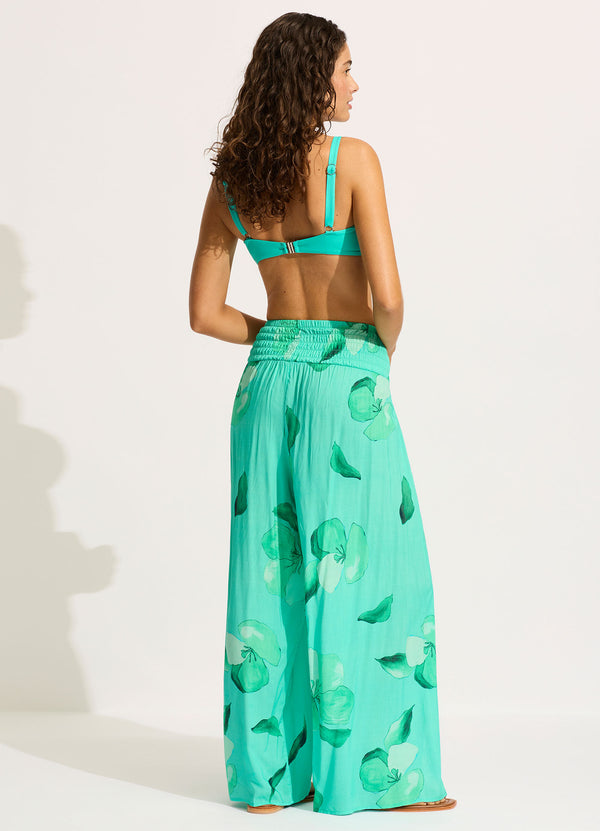 Seafolly Secret Garden Shirred Wrap Pant - Jade
