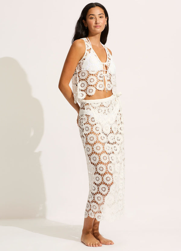 Seafolly Secret Garden Tie Front Top - White