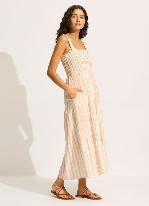 Seafolly Shirred Midi Dress - Ecru