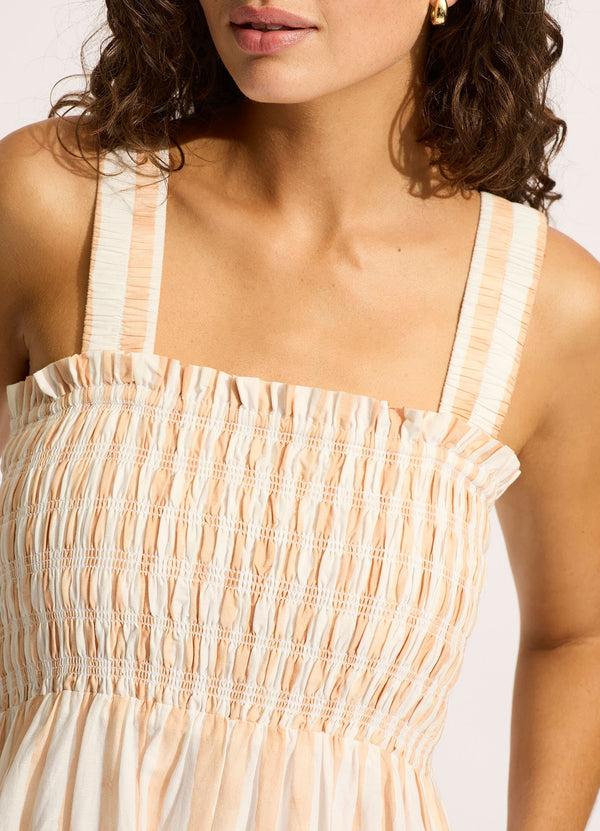 Seafolly Shirred Midi Dress - Ecru