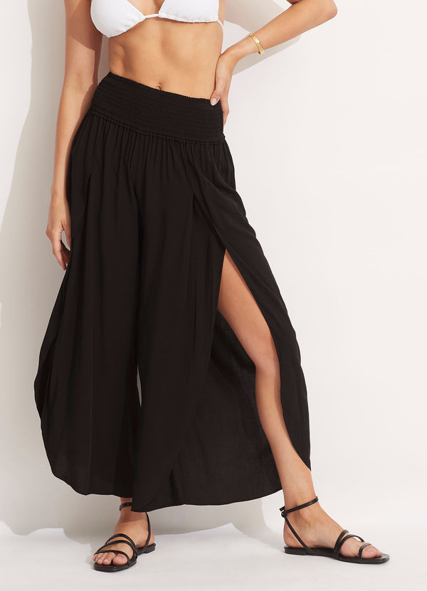 Seafolly Shirred Waist Wrap Pant - Black
