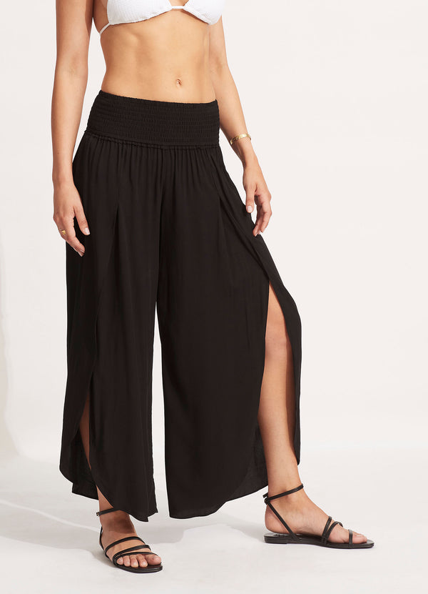 Seafolly Shirred Waist Wrap Pant - Black