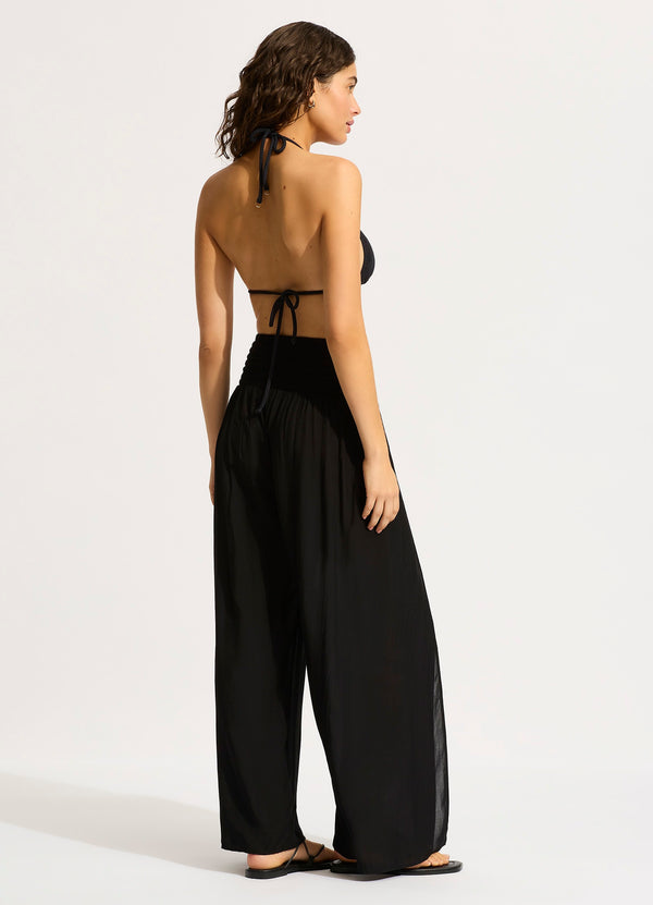 Seafolly Shirred Waist Wrap Pant - Black