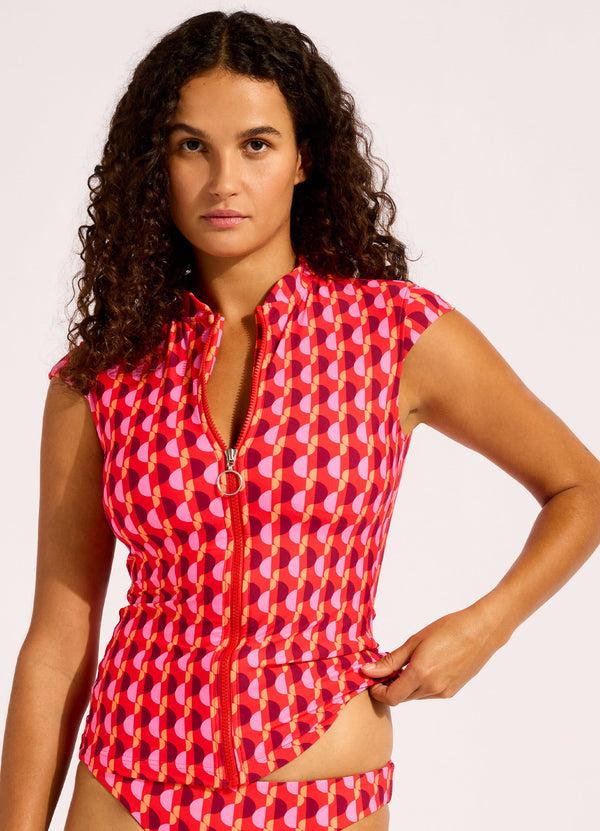 Seafolly Sorrento Cap Sleeve Sunvest Bikini Top