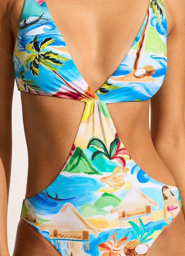 Seafolly South Pacific Cut Out One Piece - Turquoise