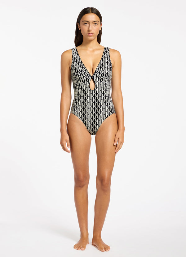 seafolly Spring Geo Plunge One Piece