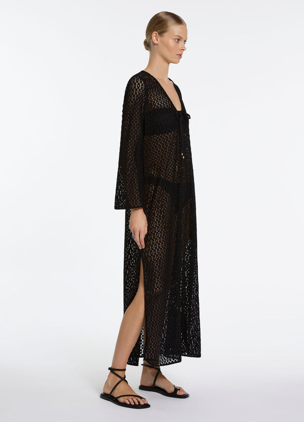 Seafolly Stretch Lace Maxi Kaftan - Black