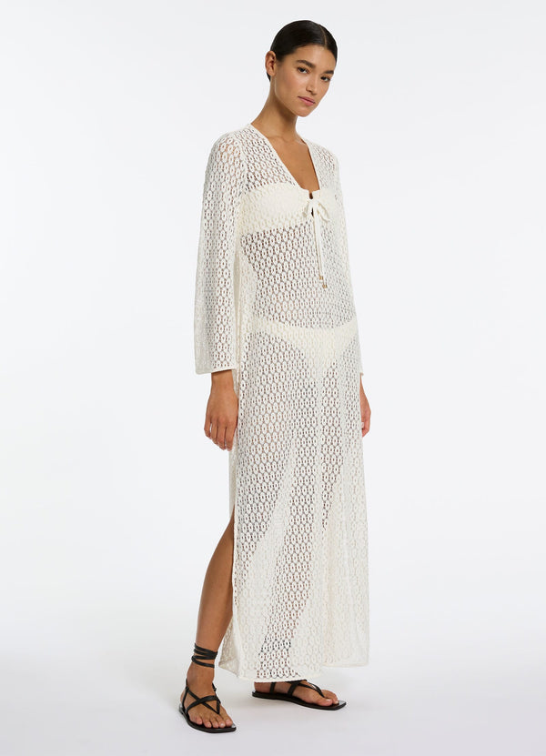 Seafolly Stretch Lace Maxi Kaftan - Cream