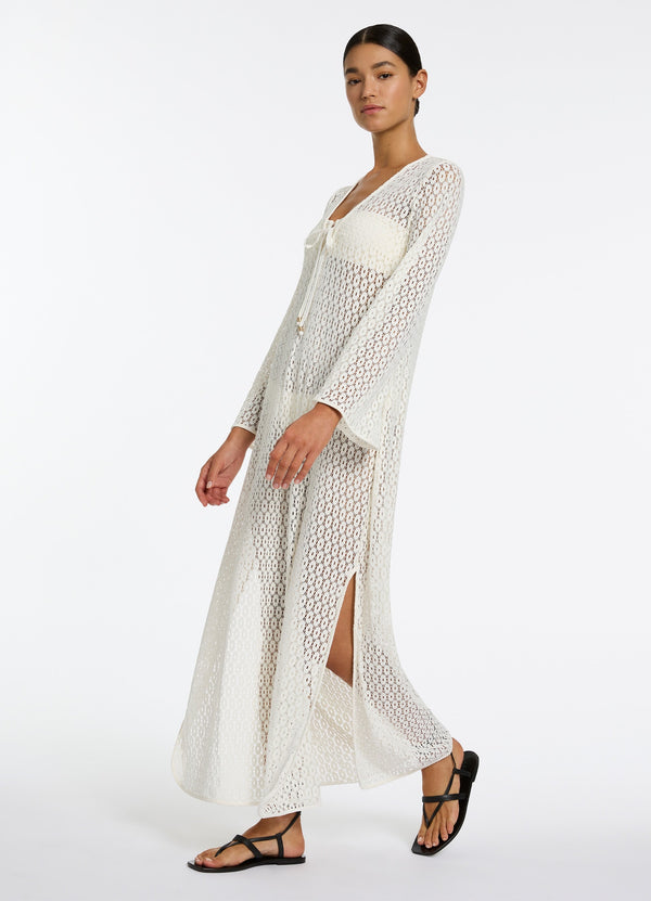 Seafolly Stretch Lace Maxi Kaftan - Cream