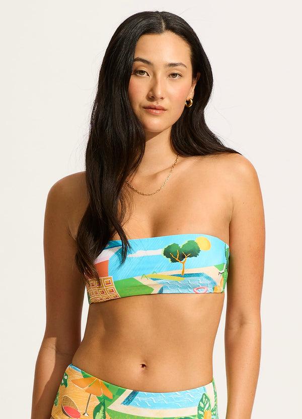 Seafolly Sunset Bandeau Bikini Top - Turquoise