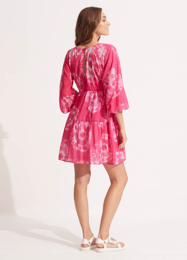 Seafolly Tie Dye Tier Mini Dress - Rose Pink