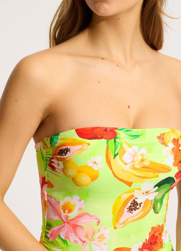 Seafolly Tropique DD Bandeau One Piece - Aloe Gel