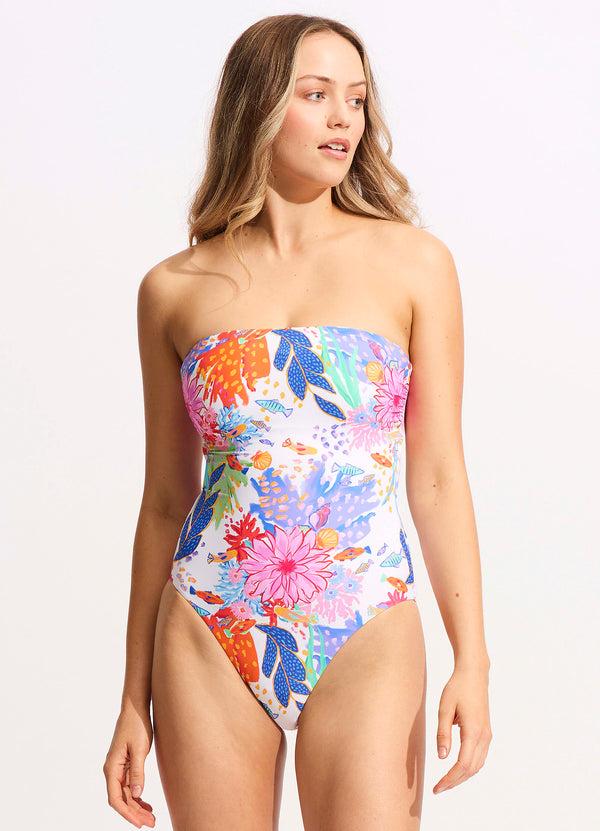 seafolly Under The Sea DD Bandeau One Piece - White