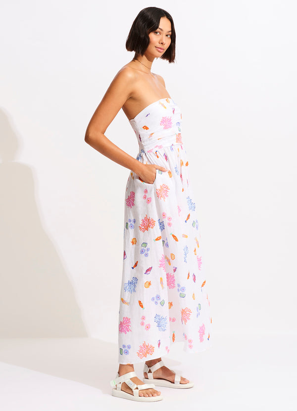 Seafolly Under The Sea Strapless Maxi Dress - White