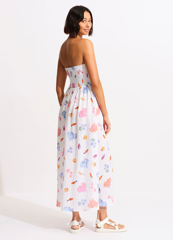 Seafolly Under The Sea Strapless Maxi Dress - White