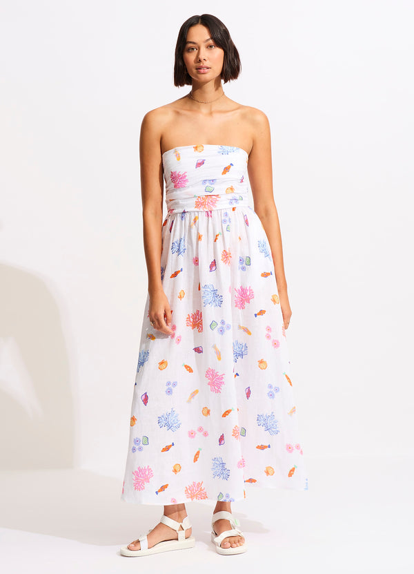 seafolly Under The Sea Strapless Maxi Dress - White