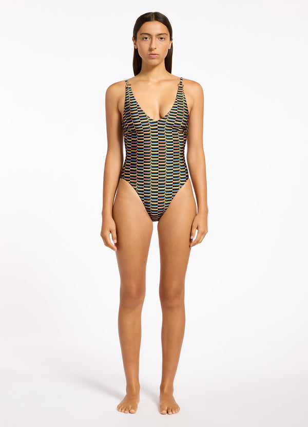 seafolly Urban Geo Multifit Plunge One Piece