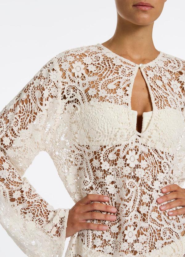 Seafolly Velana Lace Maxi Kaftan - Cream