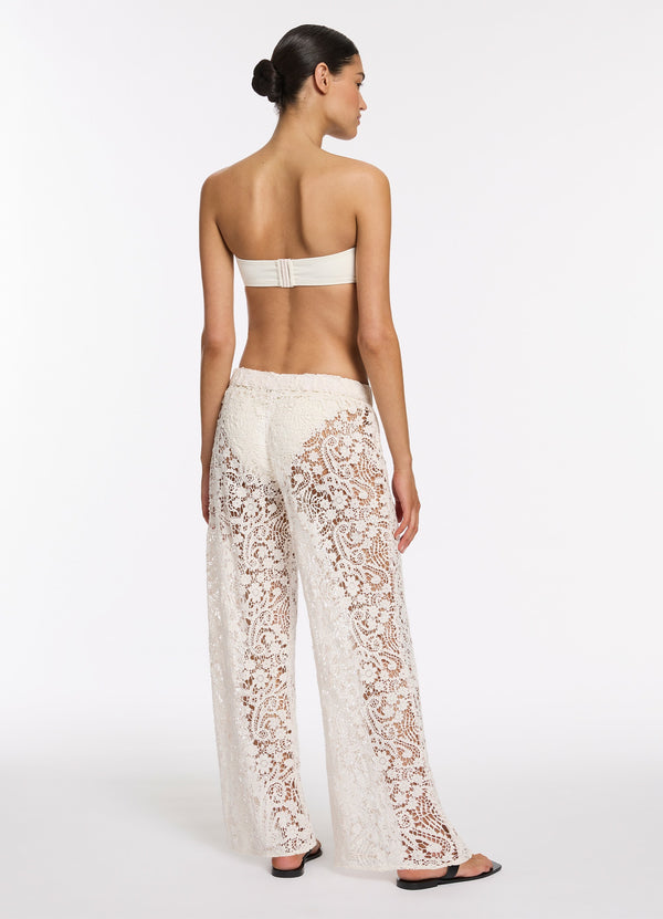 Seafolly Velana Lace Wide Leg Pant - Cream