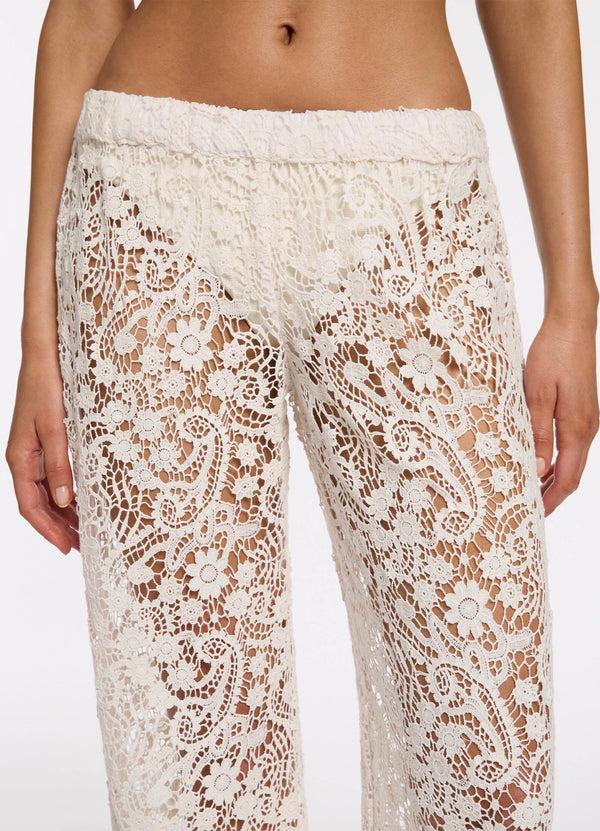 Seafolly Velana Lace Wide Leg Pant - Cream