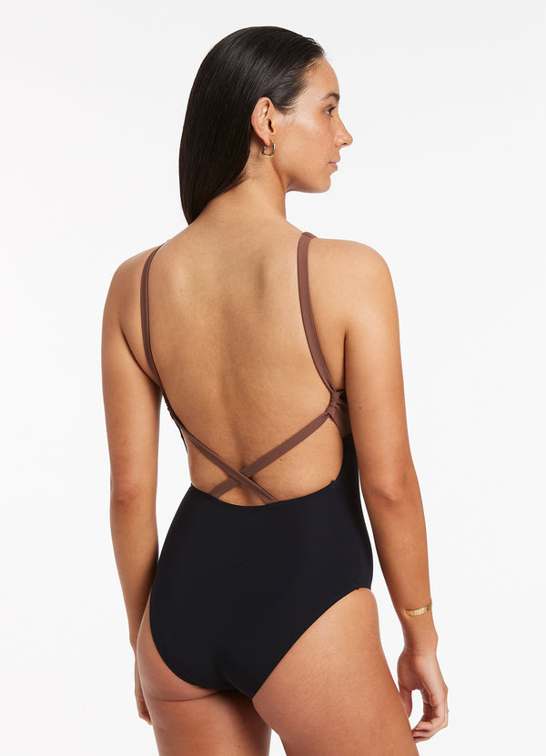 Seafolly Versa High Neck One Piece - Latte
